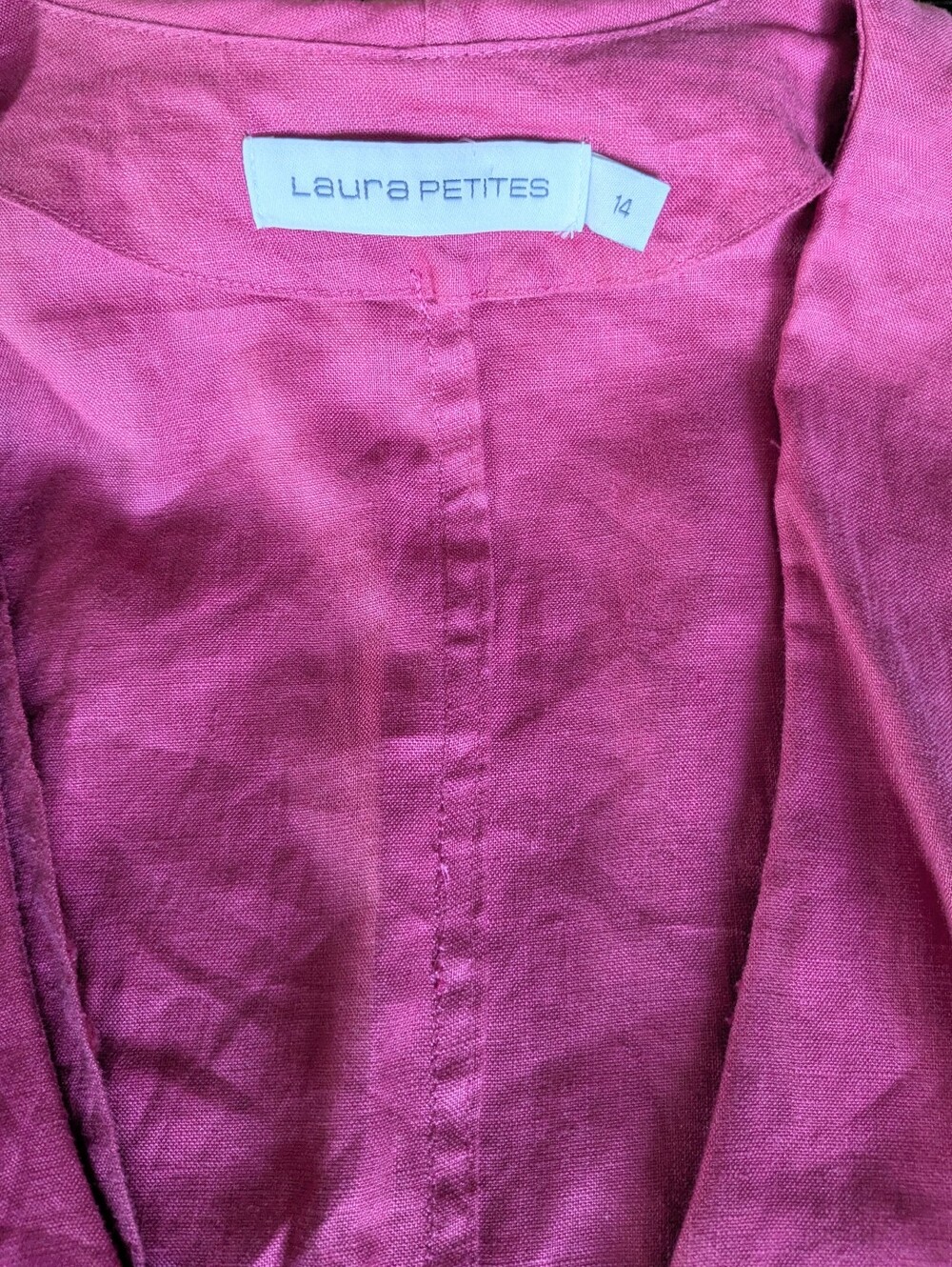 100% Linen Ruffle Blazer Laura Petites Raspberry Pink 14P - Picture 4 of 11